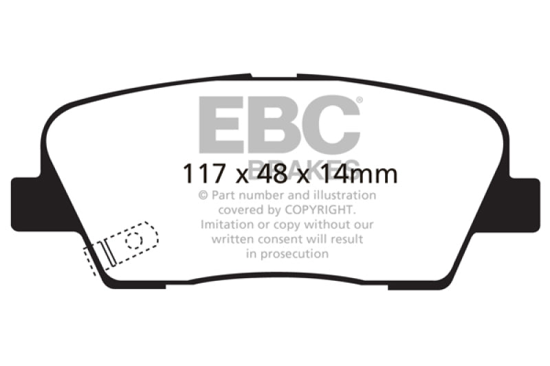 EBC 11+ Hyundai Equus 4.6 Redstuff Rear Brake Pads - Black Ops Auto Works