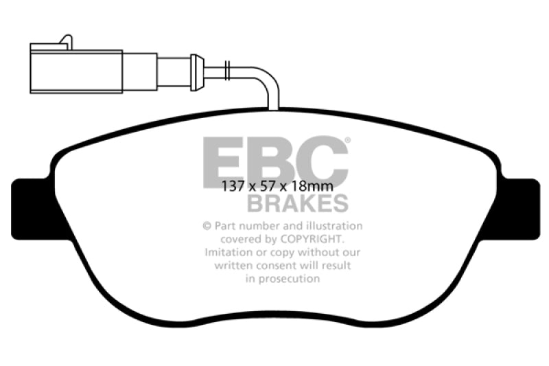 EBC 12+ Fiat 500 1.4 Turbo Abarth Redstuff Front Brake Pads - Black Ops Auto Works