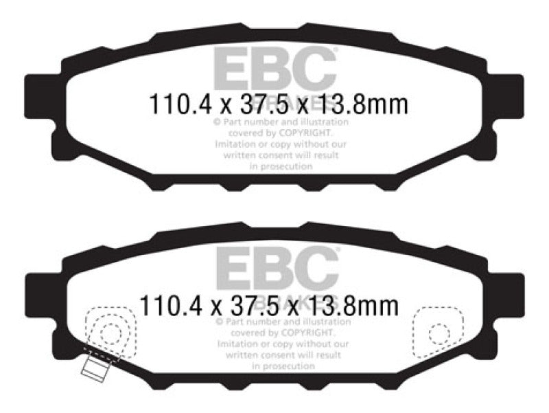 EBC 12+ Subaru BRZ 2.0 (solid rear rotors) Redstuff Rear Brake Pads - Black Ops Auto Works