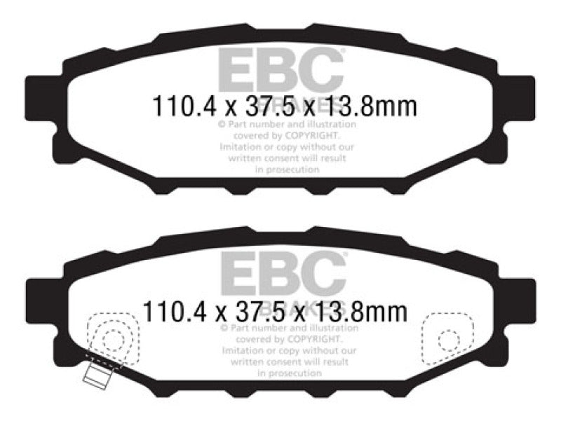 EBC 12+ Subaru BRZ 2.0 (solid rear rotors) Ultimax2 Rear Brake Pads - Black Ops Auto Works