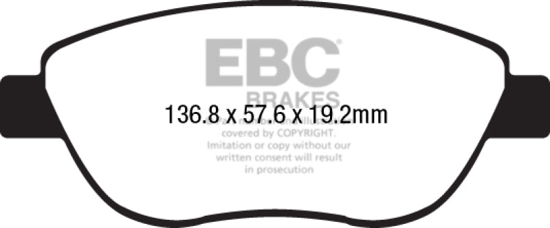 EBC 14-17 Fiat 500 Redstuff Ceramic Low Dust Front Brake Pads - Black Ops Auto Works