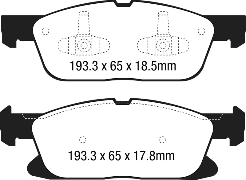 EBC 15+ Ford Edge 2.0 Turbo FWD Yellowstuff Front Brake Pads - Black Ops Auto Works
