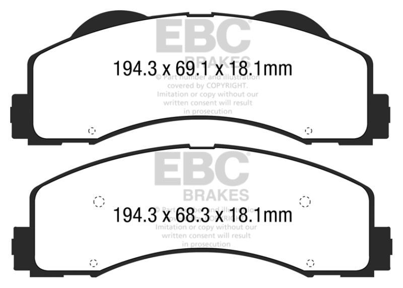 EBC 15+ Ford F150 2.7 Twin Turbo (2WD) Greenstuff Front Brake Pads - Black Ops Auto Works