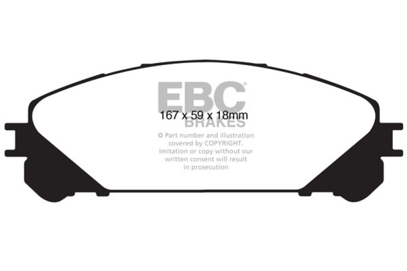 EBC 15+ Lexus NX200t 2.0 Turbo Yellowstuff Front Brake Pads - Black Ops Auto Works