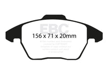 Load image into Gallery viewer, Close-up of EBC Bluestuff NDX pad material with chamfers and center slot