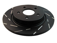 Load image into Gallery viewer, EBC GD7597 slotted front brake rotor close-up slots