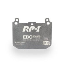 Load image into Gallery viewer, EBC Racing RP-1 brake pad, front view showing RP-1 branding and backing plate