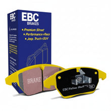 Load image into Gallery viewer, EBC Yellowstuff rear brake pads in retail packaging with yellow pad visible