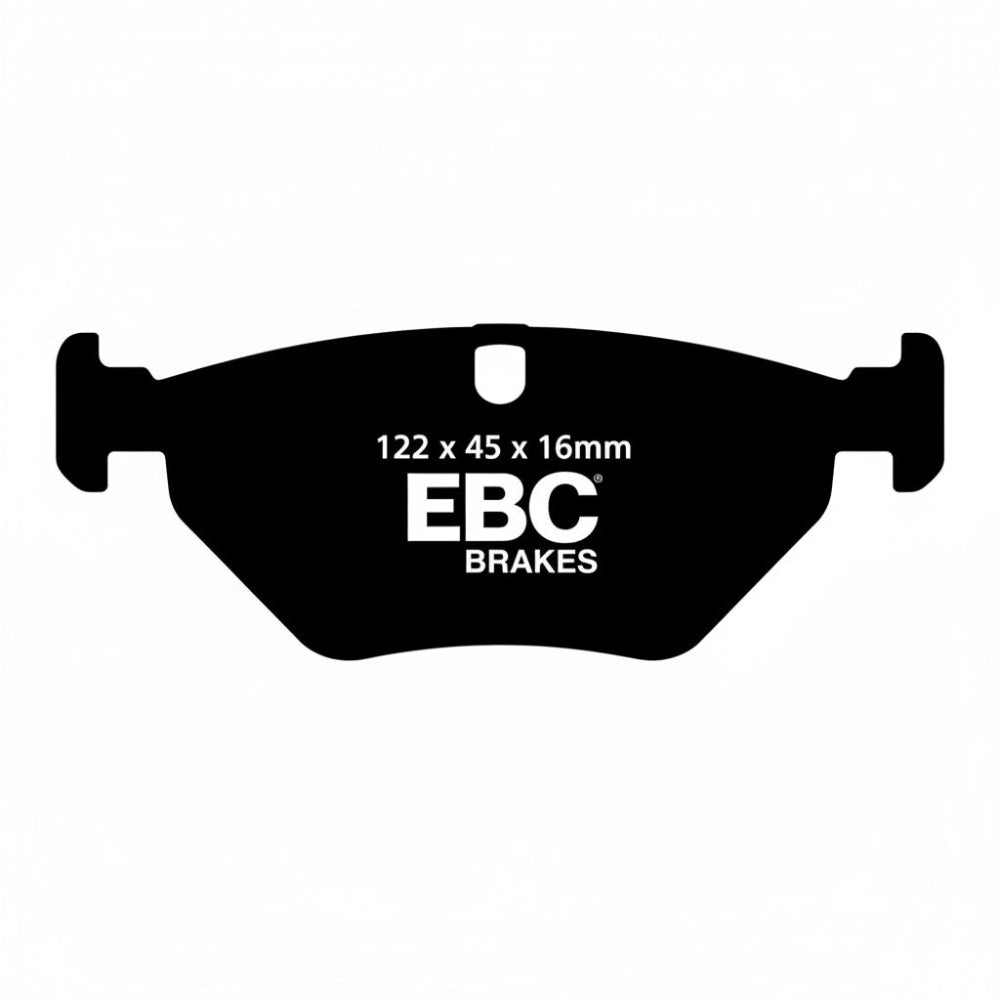 EBC Yellowstuff rear brake pad set, product studio shot showing yellow friction material