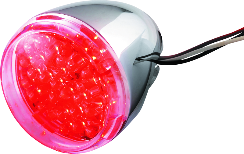 BKC493235-Bikers Choice Chrome LED Rear Billet Turn Signal Red Dual Circuit Clear Lens Universal Custom-Lights Corner-Bikers Choice