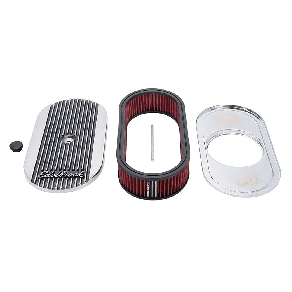 Edelbrock Air Cleaner Elite II Oval Single 4-Bbl Carb 2 5In Red Element Polished - Black Ops Auto Works