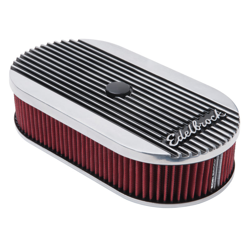 Edelbrock Air Cleaner Elite II Oval Single 4-Bbl Carb 2 5In Red Element Polished - Black Ops Auto Works