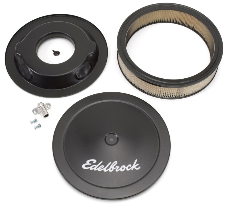 Edelbrock Air Cleaner Pro-Flo Series Round Steel Top Paper Element 14In Dia X 3 75In Dropped Base - Black Ops Auto Works