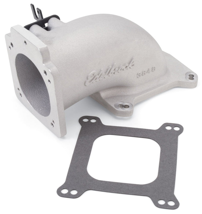 Edelbrock Low Profile Intake Elbow 90mm Throttle Body to Square-Bore Flange As-Cast Finish - Black Ops Auto Works