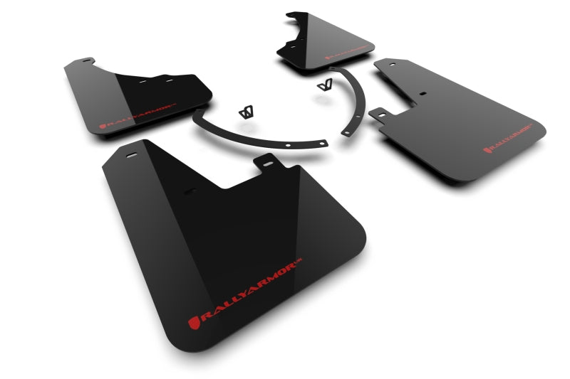 RALMF118-UR-BLK-RD-Rally Armor 2024+ Hyundai Santa Fe Black Mud Flap w/ Red Logo-Mud Flaps-Rally Armor