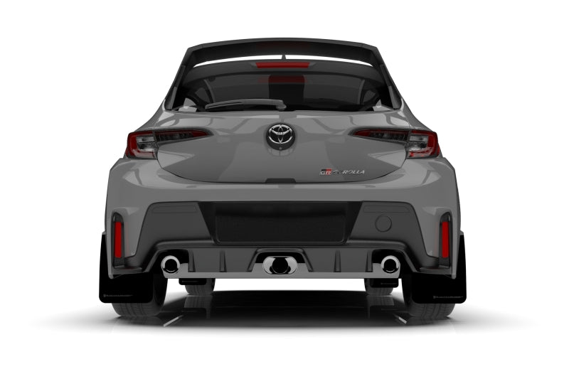 RALMF89-UR-BLK-NB-Rally Armor 23-24 Toyota GR Corolla Black Mud Flap w/ Light Blue Logo-Mud Flaps-Rally Armor