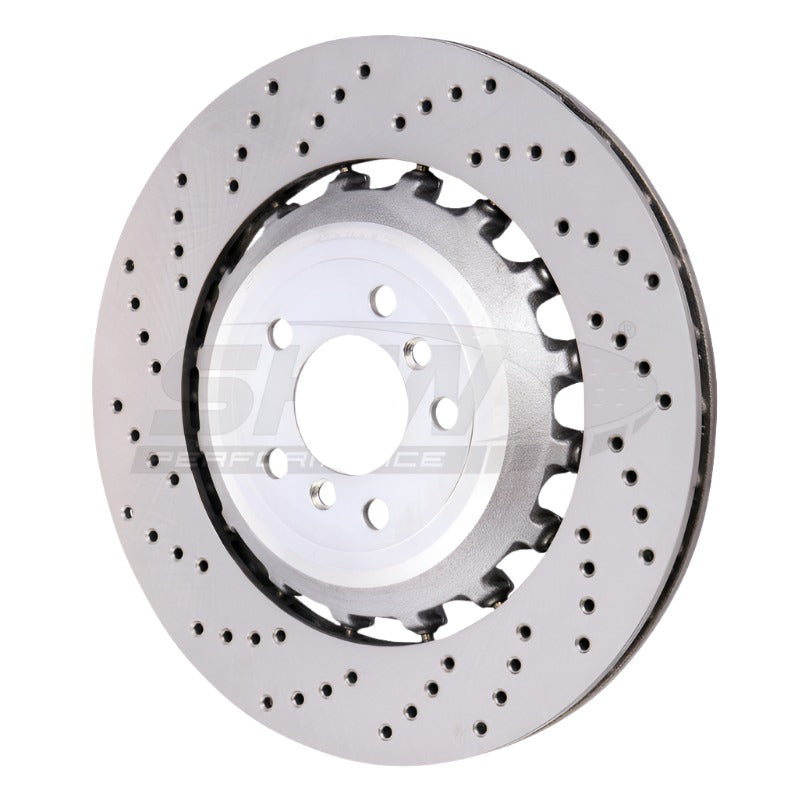 SHWBRL48171-SHW 11-16 BMW M5 4.4L Left Rear Cross-Drilled Lightweight Brake Rotor (34212284103)-Brake Rotors - Drilled-SHW Performance
