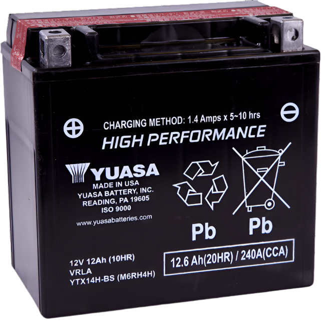 YSAYUAM6RH4H-Yuasa YTX14H-BS High Performance AGM 12 Volt Battery (Bottle Supplied)-Batteries-Yuasa Battery