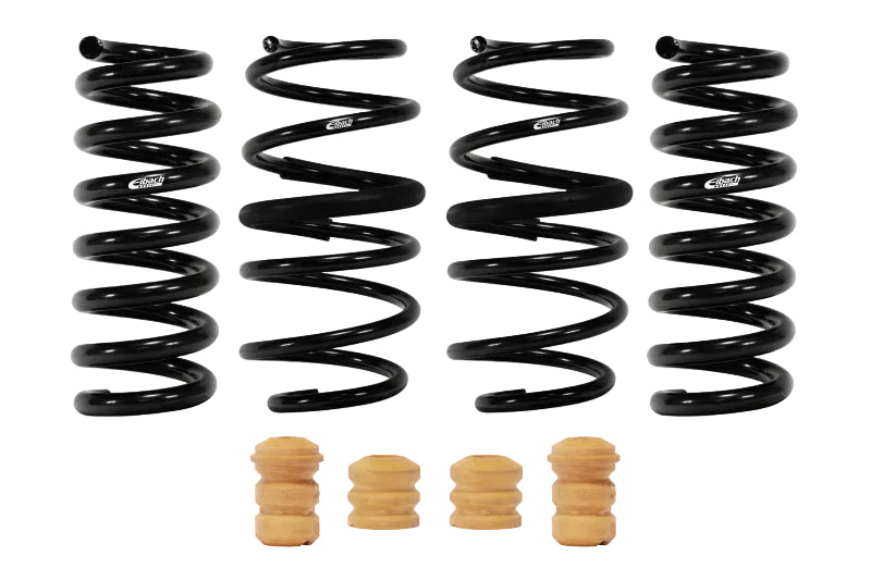 Close-up of Eibach progressive rate spring with red powder coat finish