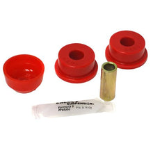 Load image into Gallery viewer, Energy Suspension 2.7102R red front track arm bushing set components laid out with sleeves
