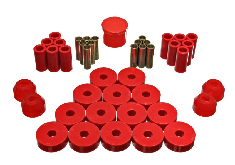 Energy Suspension 55-75 Jeep CJ5/CJ6 Red Hyper-Flex Master Bushing Set - Black Ops Auto Works