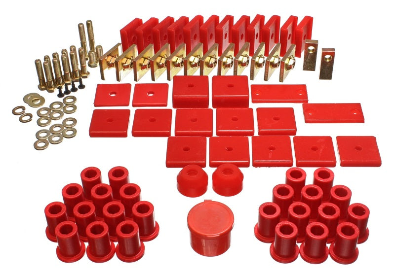Energy Suspension 64-78 Toyota FJ40 Land Cruiser Red Hyper-Flex Master Bushing Set - Black Ops Auto Works