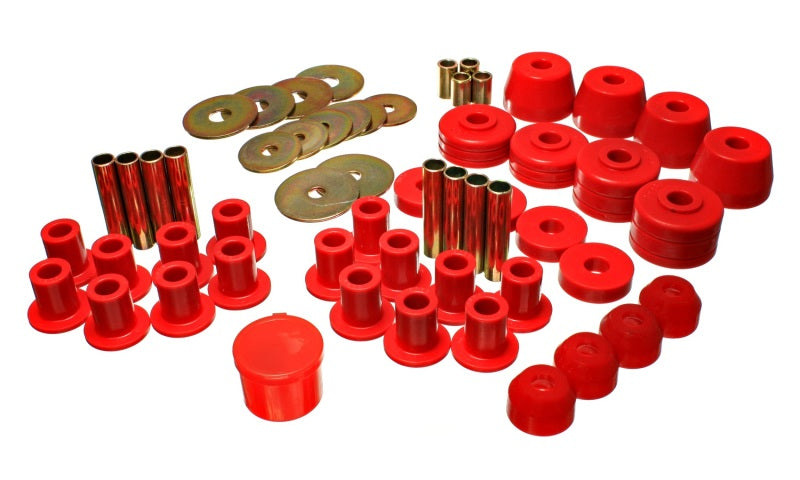 Energy Suspension 72-85 Dodge/Plymouth 1/2 & 3/4 Ton S/C Pickup Red Hyper-Flex Master Bushing Set - Black Ops Auto Works