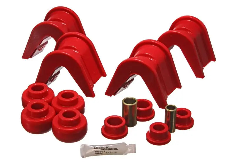 Energy Suspension 76-77 Ford Bronco/66-72 F-100/F-150 Red 4 Deg Offset Complete 14 Pc C-Bushing Set - Black Ops Auto Works