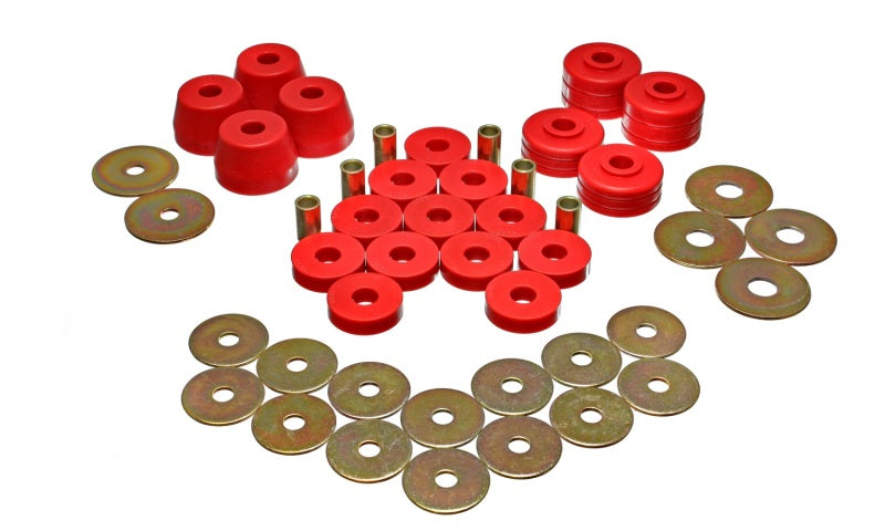 Energy Suspension Body Mount Bushing Sets - Red - Energy Suspension 5.4102R