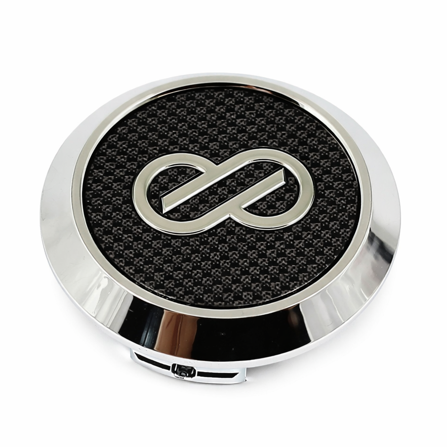 Enkei PF01 Carbon Finish / PF01SS Carbon Finish w Chrome Ring Center Cap Enkei ENKA461-CAPCP