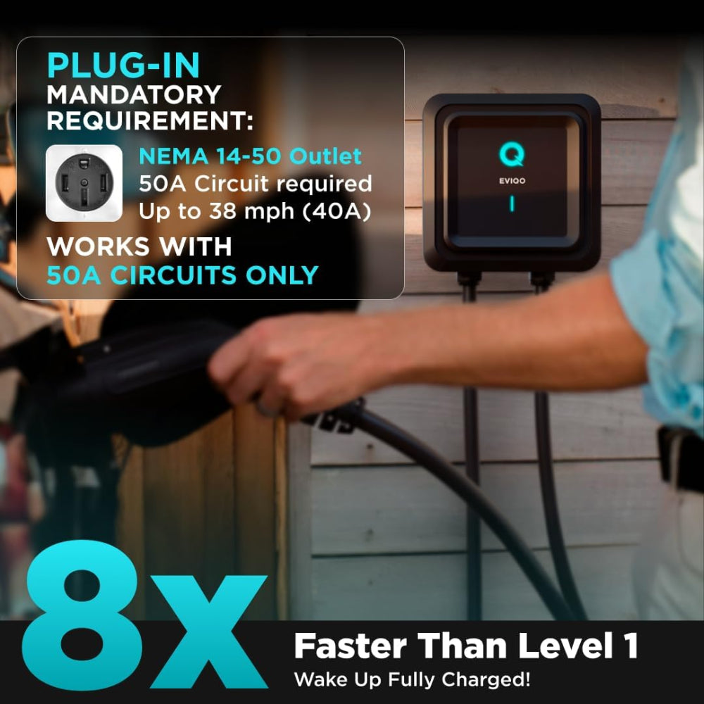EVIQO 40A 9.6kW Level 2 EV charger for faster home charging