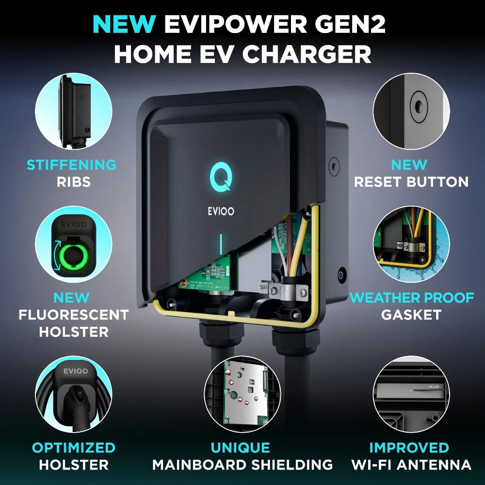 EVIQO 48A 50A max EV charger for non-Tesla electric vehicles