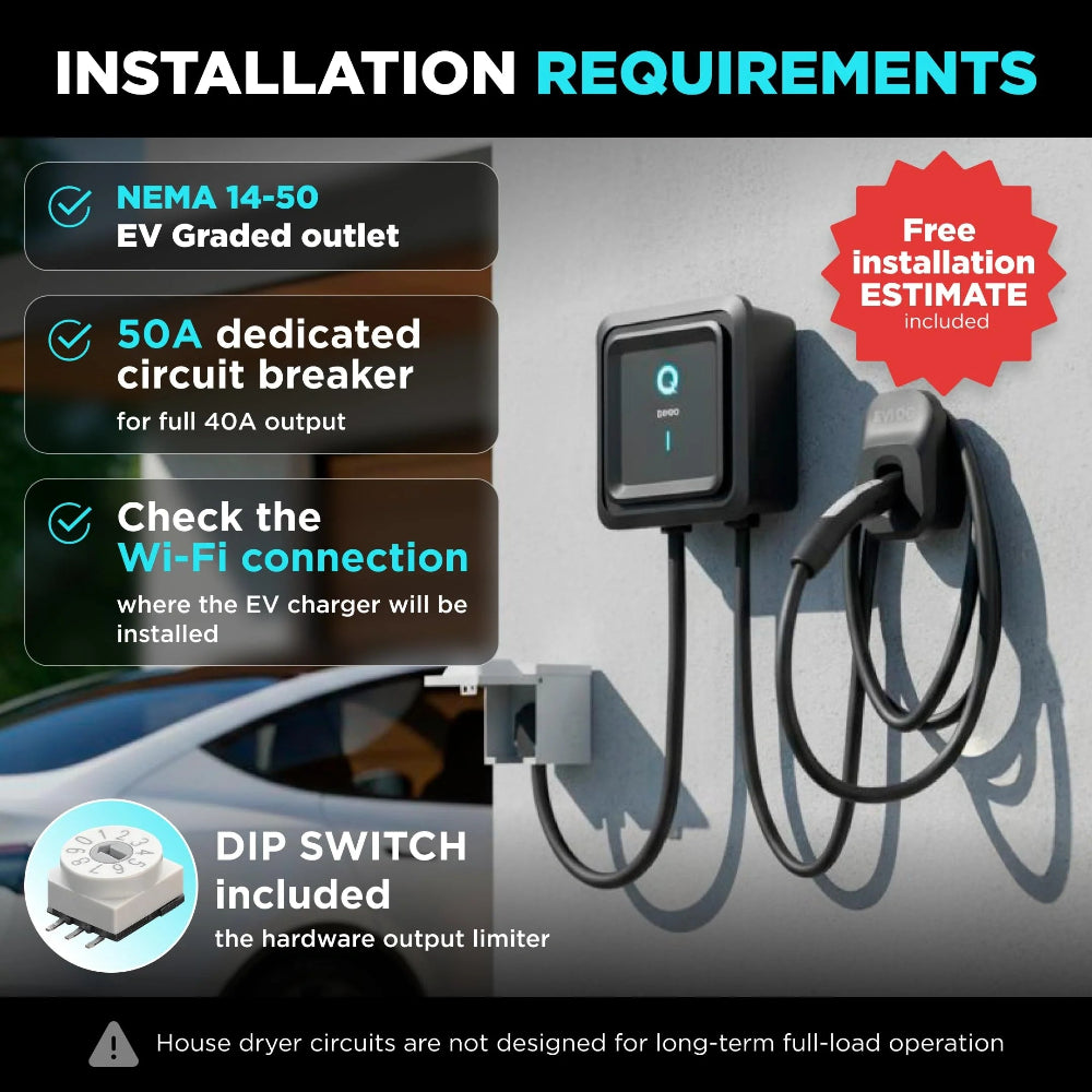 EVIQO Tesla EV charger with fluorescent NACS connector holster