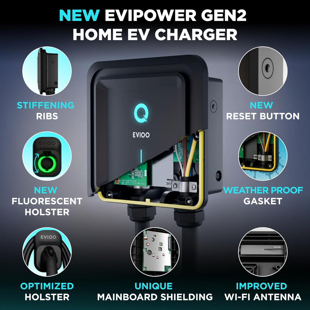 EVIQO J1772 EV charger cable and connector for non-Tesla EVs