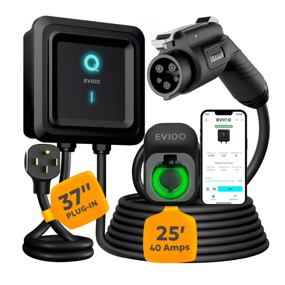 EVIQO Level 2 40A NEMA 14-50 plug-in EV charger with J1772 connector