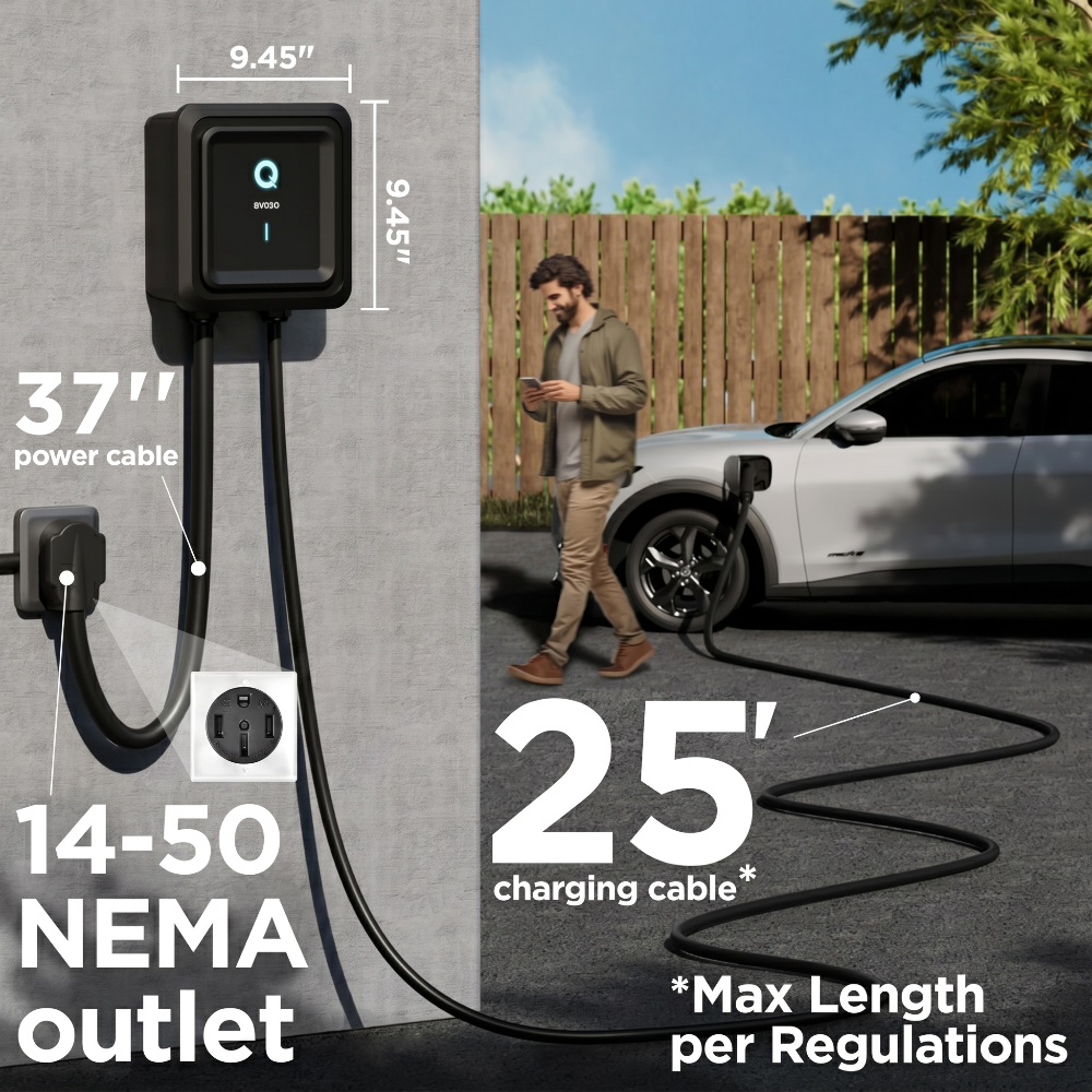 EVIQO plug-in EV charger with smart app control and charging schedules