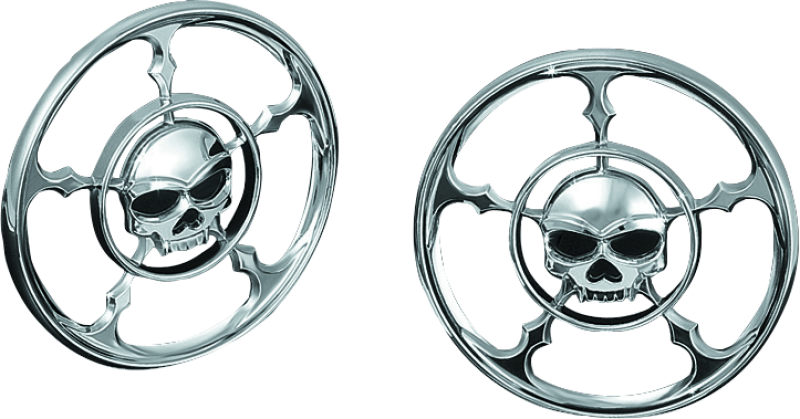 KUR3787-Kuryakyn Zombie Speaker Grills Chrome-Exterior Trim-Kuryakyn