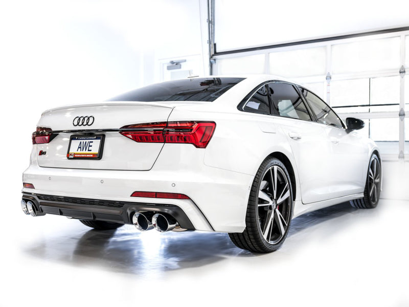 AWE3015-42103-AWE Tuning 19-23 Audi C8 S6/S7 2.9T V6 AWD Touring Edition Exhaust - Chrome Silver Tips-Catback-AWE Tuning