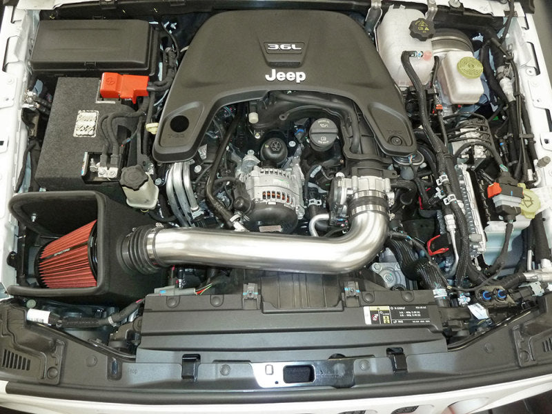 SPE9089-Spectre 2018 Jeep Wrangler V6-3.6L F/I Air Intake Kit - Polished w/Red Filter-Cold Air Intakes-Spectre