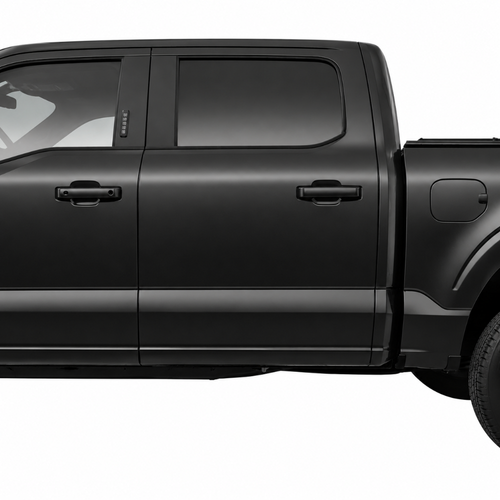 F-150 Agate Black door edge trim with factory color matched exterior protection