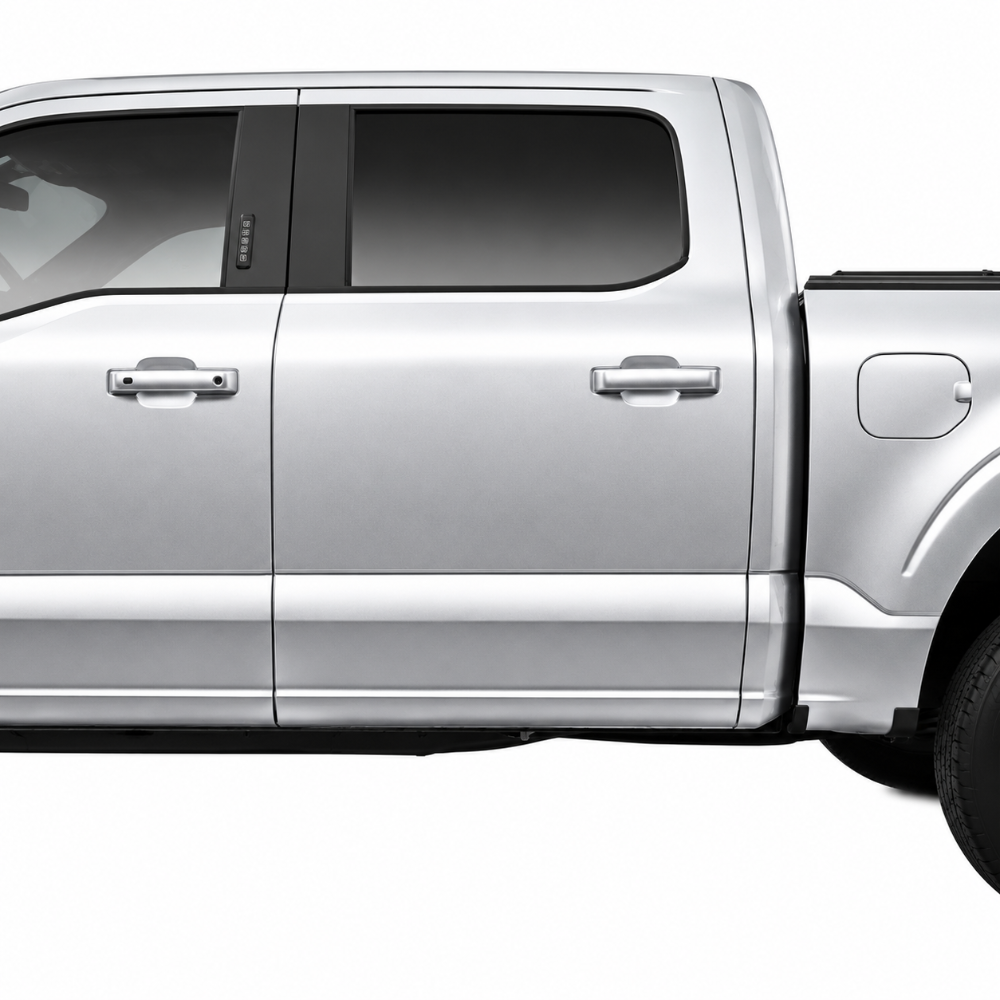 F-150 Iconic Silver door edge trim with factory color matched exterior protection