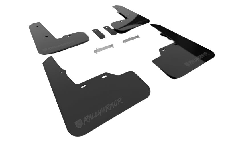 RALMF92-UR-BLK/MBK-X-Rally Armor 2022+ Subaru WRX Black UR Mud Flap Altered Font Met. Blk Logo-Mud Flaps-Rally Armor
