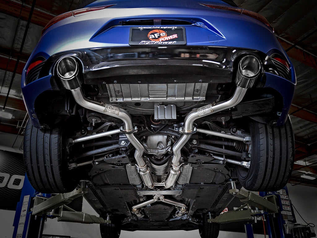aFe aFe POWER Takeda 2.5in 304 SS CB Exhaust w/ Carbon Fiber Tips 17-19 Infiniti Q60 V6-3.0L (tt)
