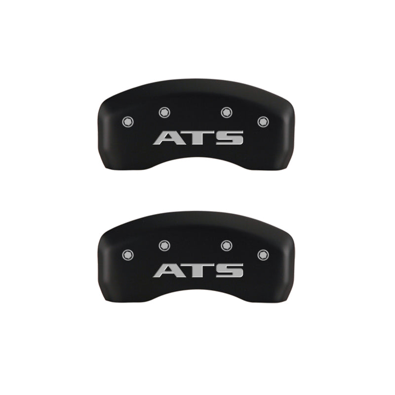 MGP35007SATSRD-MGP 4 Caliper Covers Engraved Front Cadillac Engraved Rear ATS Red finish silver ch-Caliper Covers-MGP