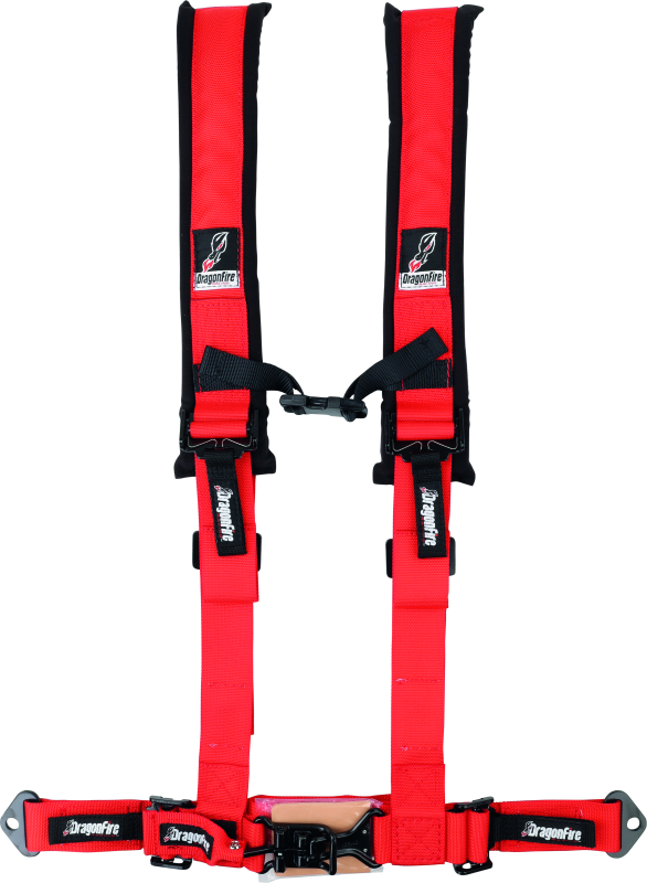 DFR521272-DragonFire Racing Harness- H-Style- 4-Point- 2in Buckle- Red-Seat Belts & Harnesses-DragonFire Racing