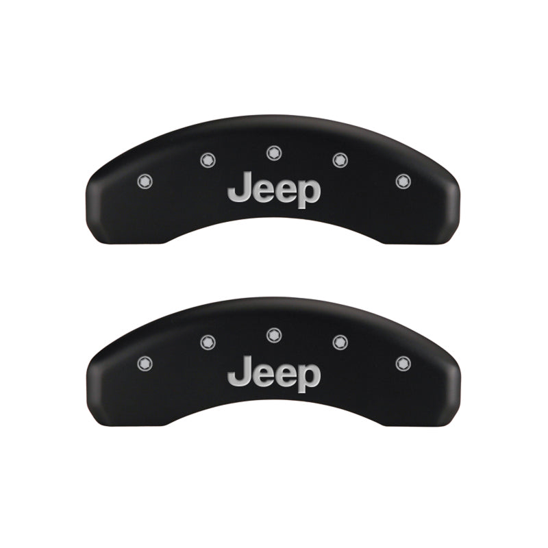 MGP42007SJEPRD-MGP 4 Caliper Covers Engraved Front & Rear JEEP Red finish silver ch-Caliper Covers-MGP