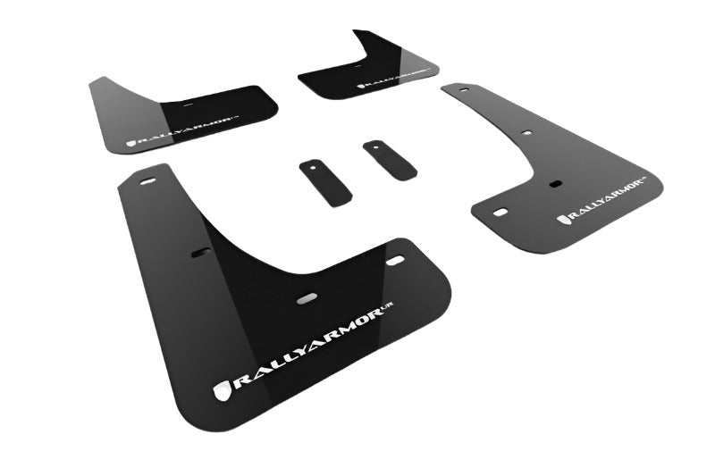 RALMF122-UR-BLK-WH-Rally Armor 2024 Tesla Model 3 Highland Black UR Mud Flap White Logo-Mud Flaps-Rally Armor