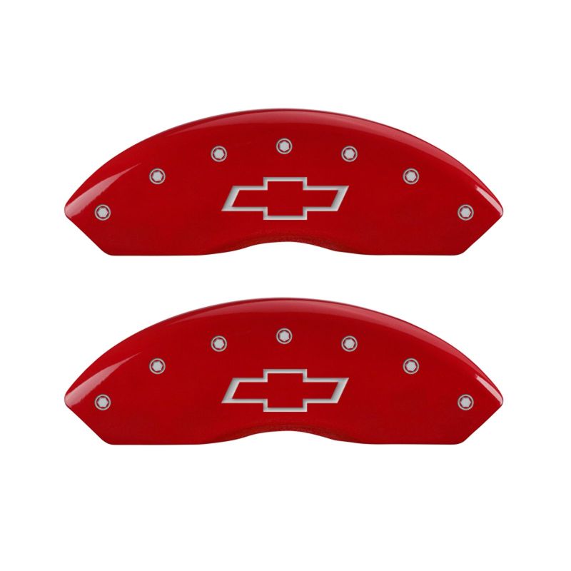 MGP 4 Caliper Covers Engraved Front & Rear Bowtie Red finish silver ch-Caliper Covers-MGP