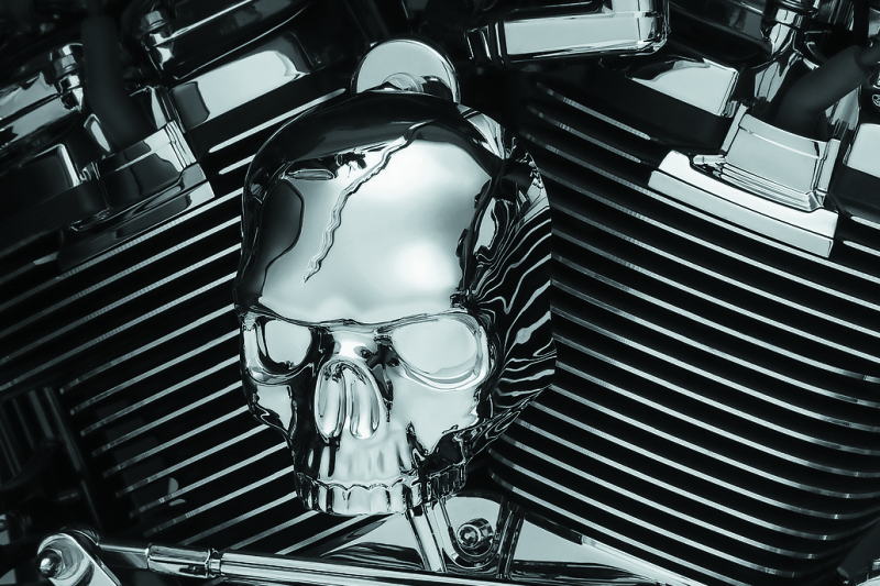 KUR5730-Kuryakyn Skull Horn Cover 17-Up With Waterfall Style Horn Chrome-Horn Accessories-Kuryakyn