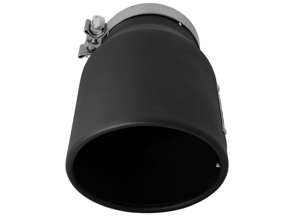 aFe aFe MACHForce XP 5in 304 Stainless Steel Exhaust Tip 5 In x 7 Out x 12L in Bolt On Right - Black